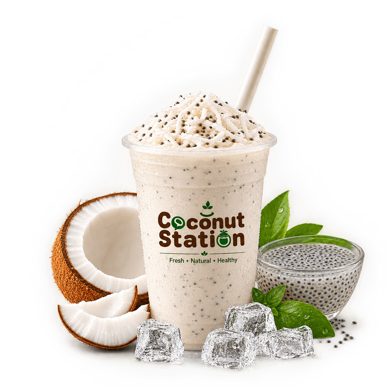 Coconut Milk Shake with Basil Seed